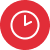 Icono de un reloj con fondo rojo